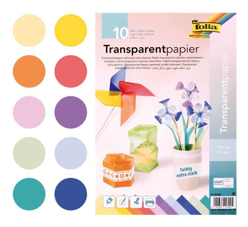 Papier transparent - A4, 10 feuilles, multicolore