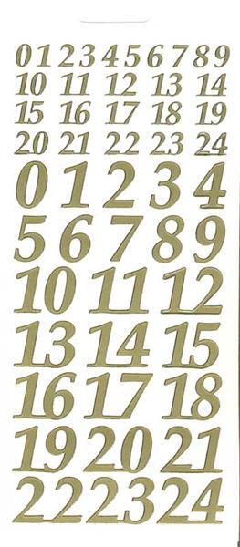 Stickers - chiffres pour calendrier de l'Avent, or
