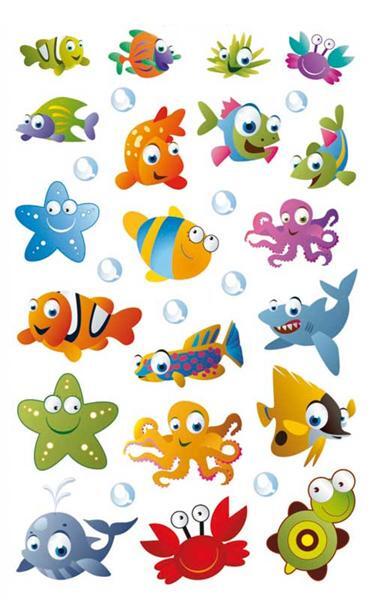 Stickers 3D - poissons, multicolore