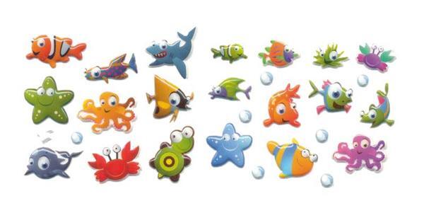 Stickers 3D - poissons, multicolore