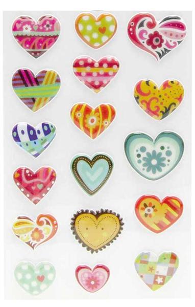 Stickers 3D - cœurs, multicolore