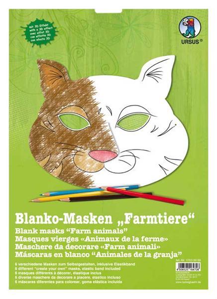 Blanco maskers - 6 stuks, boerderijdieren