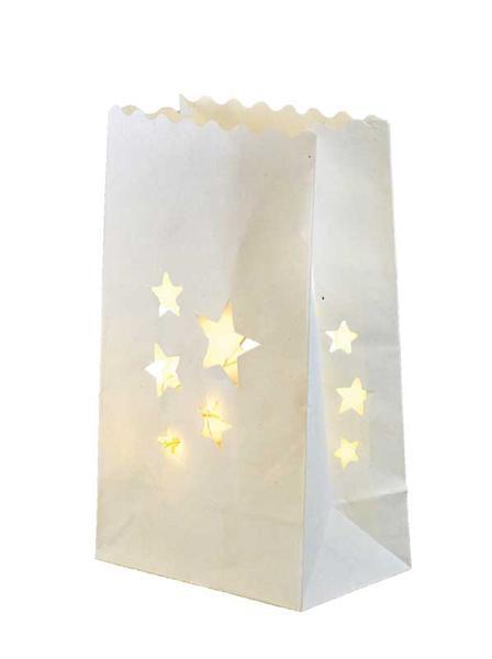 Lichtzakken - sterren, 5 stuks, 19 x 11,5 x 7 cm