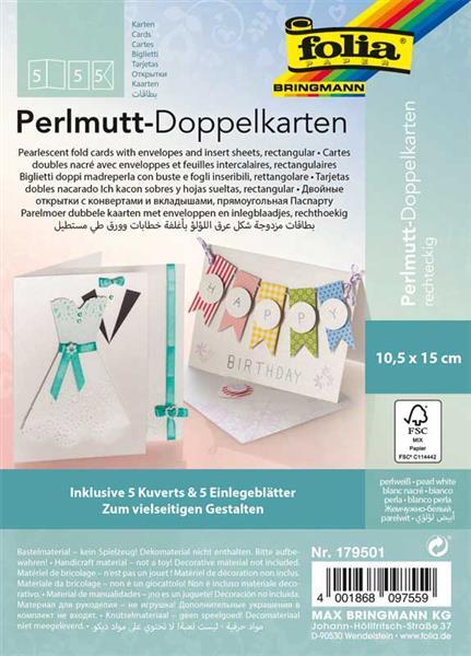 Doppelkarten Perlmutt - perlwei&#xDF;