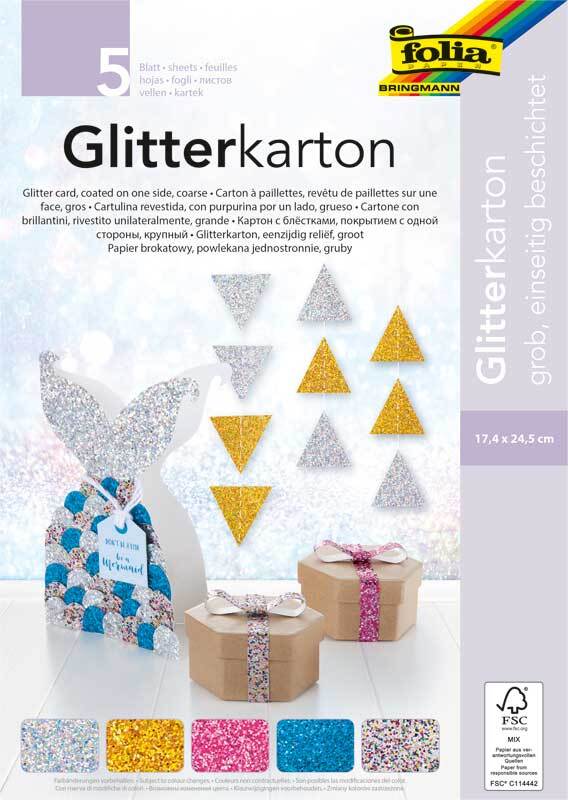 Glitterkarton - 17,5 x 24,5 cm, 5 vel, grof