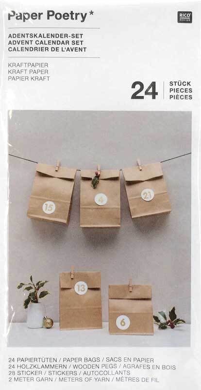 Set petits sacs calendrier de l'Avent - Papier Kra