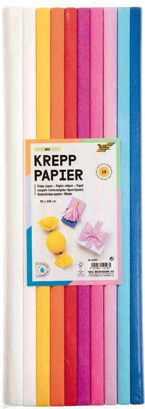Papier cr&#xEA;pon - 9 couleurs, candy