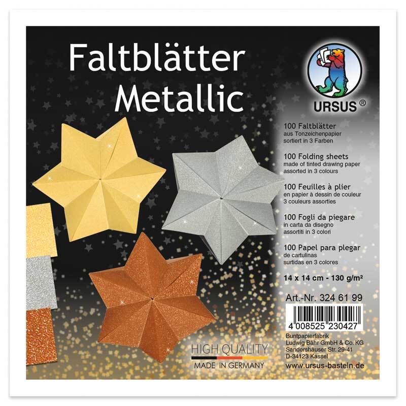 Faltblätter "Metallic" - 100 Blatt, 14 x 14 cm