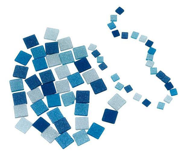 Mosaik Glitter Mix - 10 x 10 mm, blau