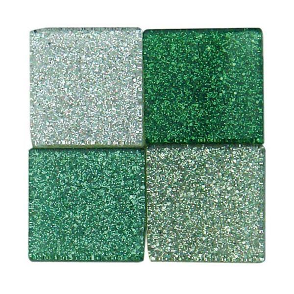 Mosaik Glitter Mix - 10 x 10 mm, gr&#xFC;n