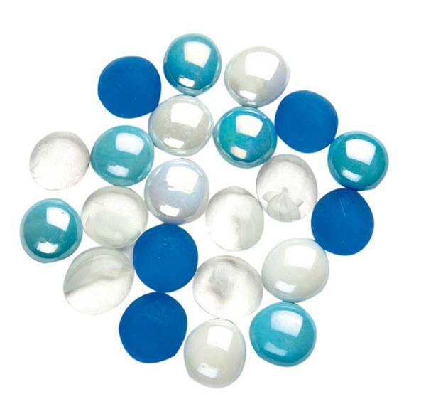 Glassteentjes  mix &#xD8; 20 mm, blauw-wit