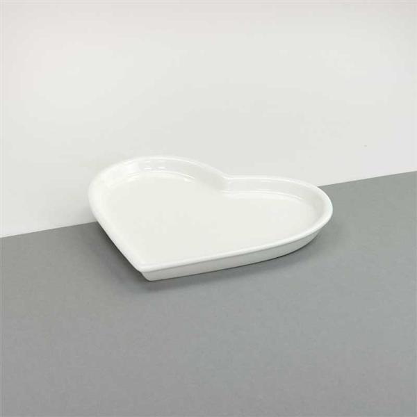 Assiette porcelaine - c&#x153;ur, 13,5 x 16 cm