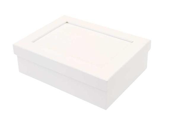 Mozaïek doosje - rechthoekig, wit, 20 x 15 x 6 cm