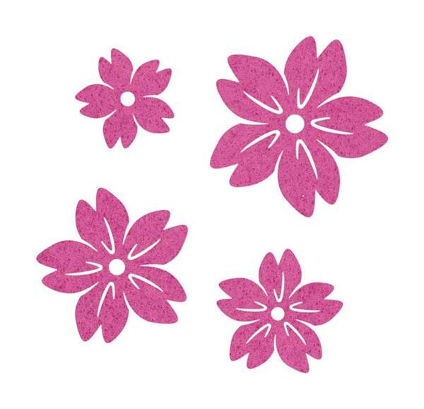 Eléments décoratifs en feutrine - Fleurs, pink
