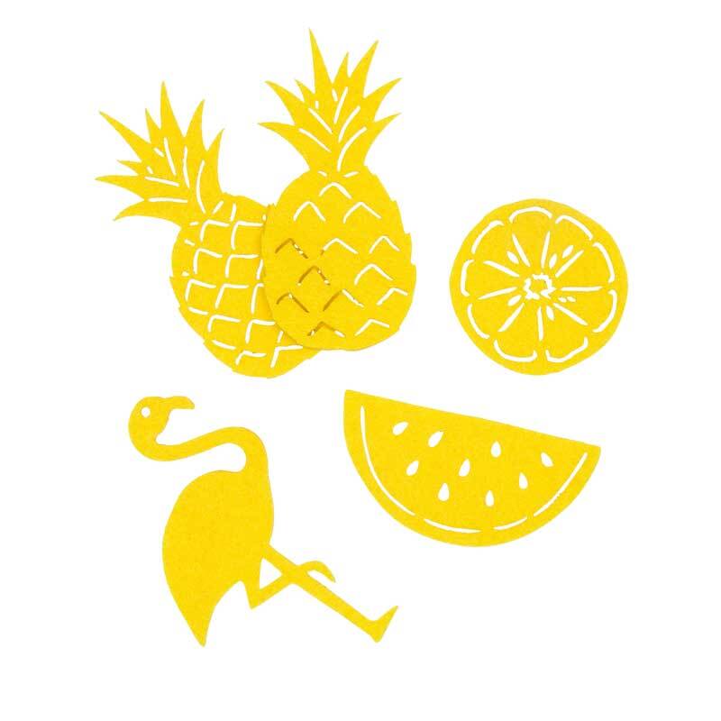 Vilten decoratiedelen - tropisch, lemon