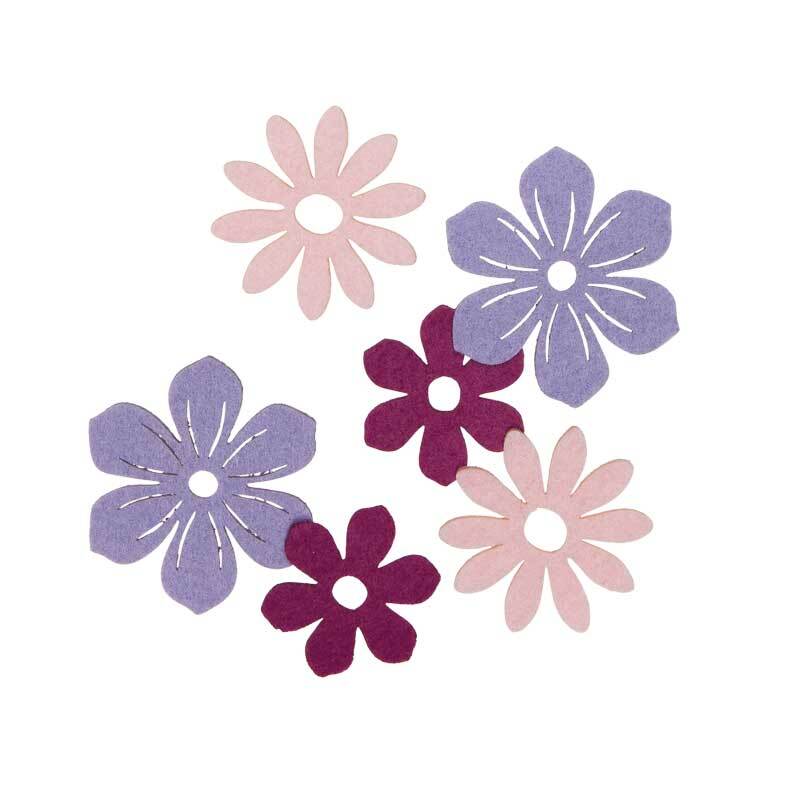 Eléments déco en feutrine - Fleurs, tons violet