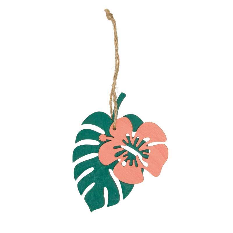 Houten decoratiedelen - hibiscus, abrikoos