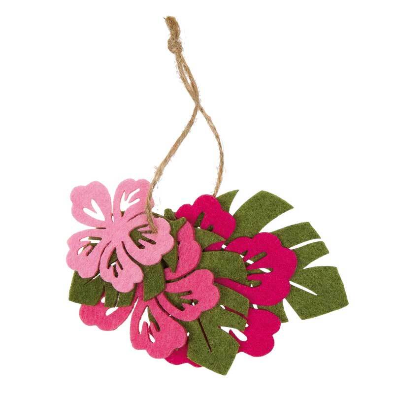 Filzsortiment - Blumen/Blätter, pink-grün