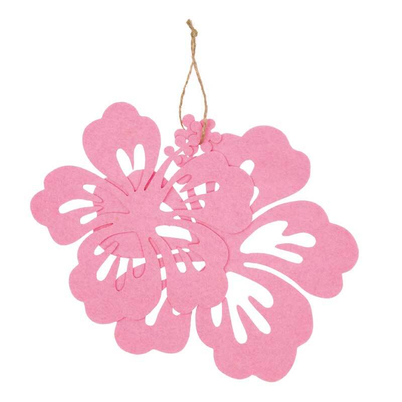 Vilten decoratiedelen - hibiscus, roze