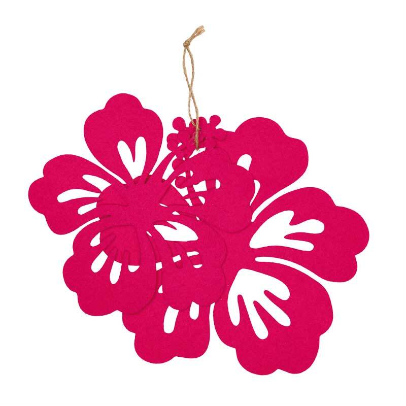 Vilten decoratiedelen - hibiscus, zuurstokroze