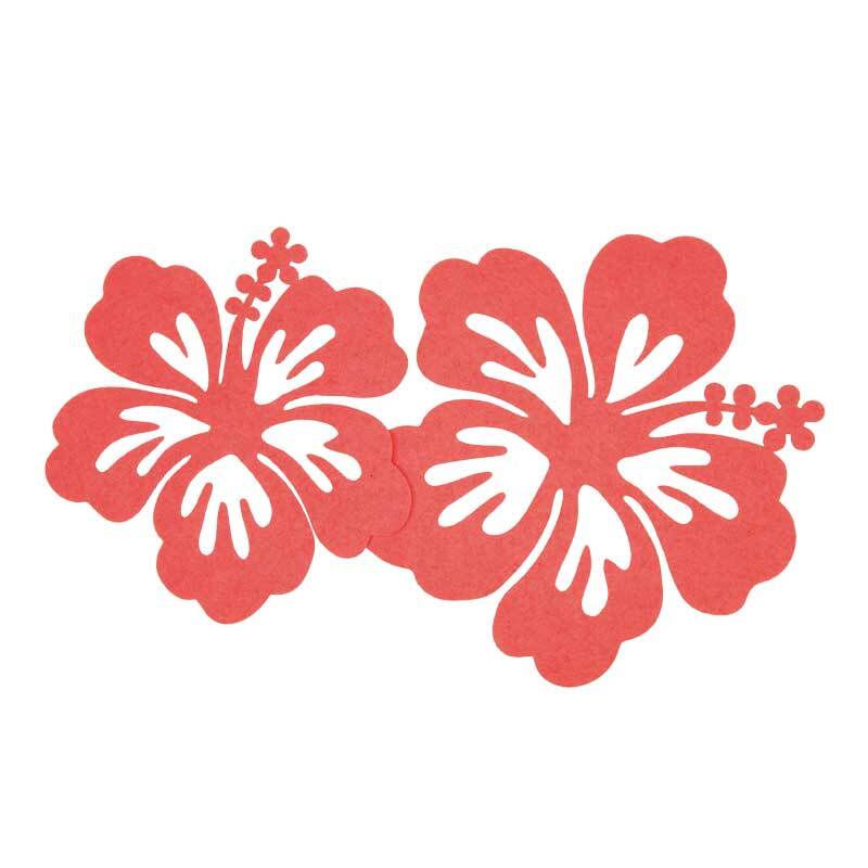 Vilten decoratiedelen - hibiscus, koraal