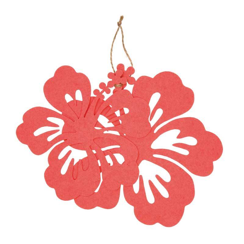 Vilten decoratiedelen - hibiscus, koraal