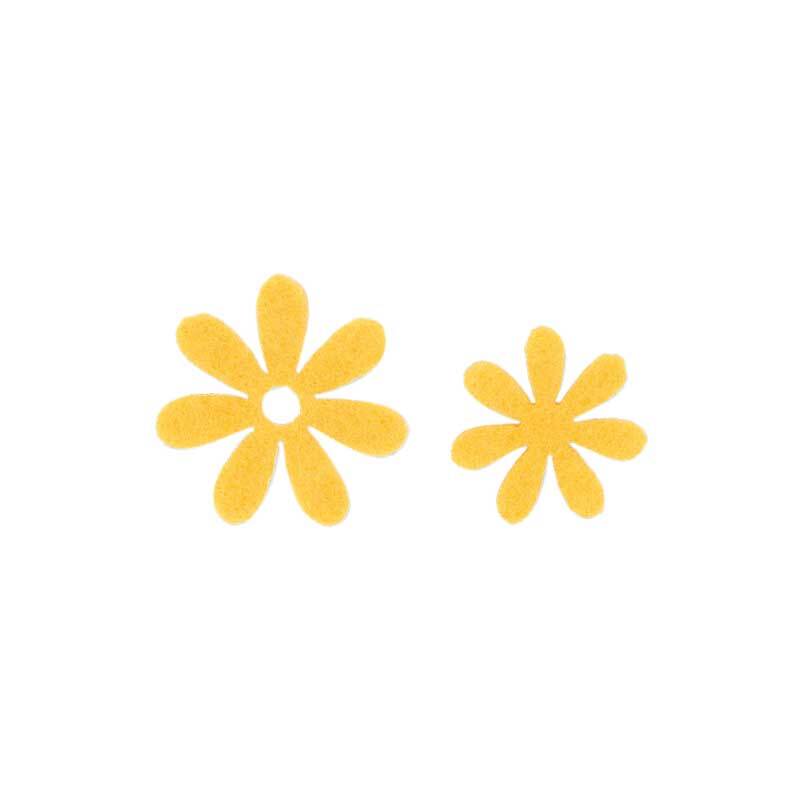 Eléments déco feutrine - Fleurs, jaune