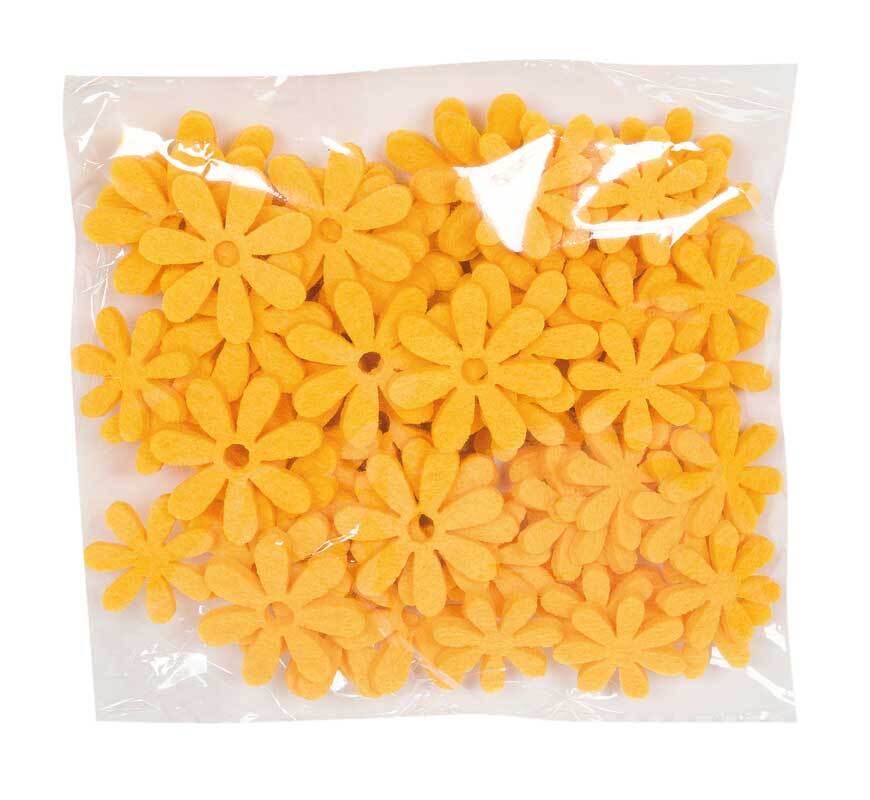 Eléments déco feutrine - Fleurs, jaune