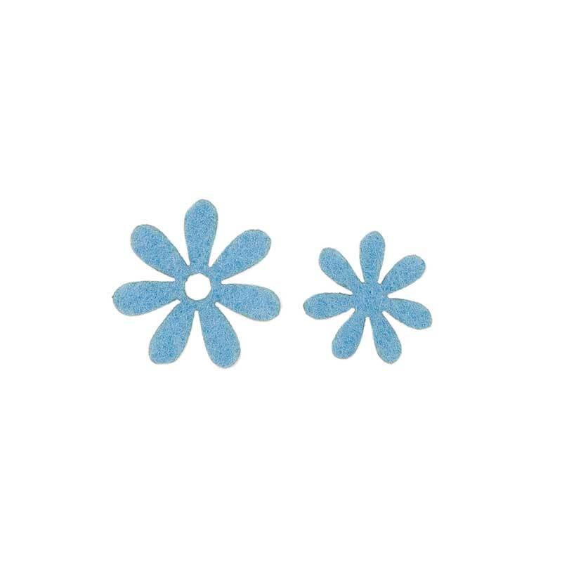 Eléments déco feutrine - Fleurs, bleu
