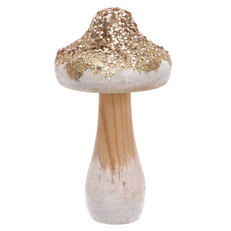 Decoratie paddenstoel groot, goud glitter
