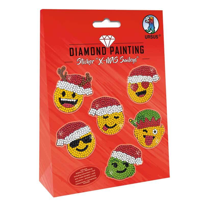 Set Diamond Painting - Sticker, X-Mas Smileys