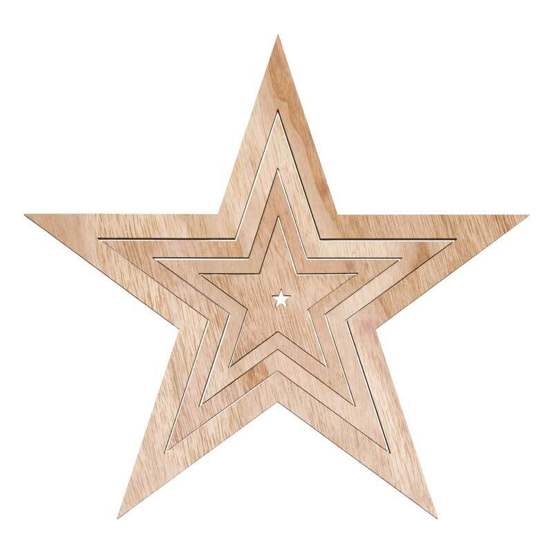 Lot étoiles en bois - 4 pces, naturel