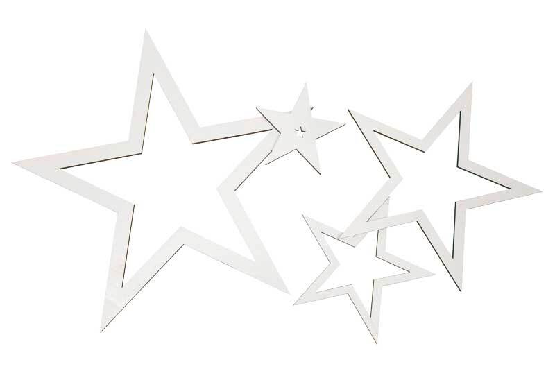 Lot étoiles en bois - 4 pces, blanc