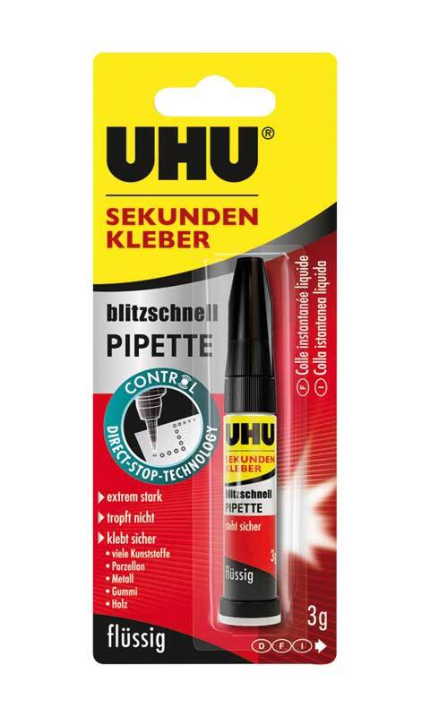UHU - Colle ultra rapide - pipette, 3 g