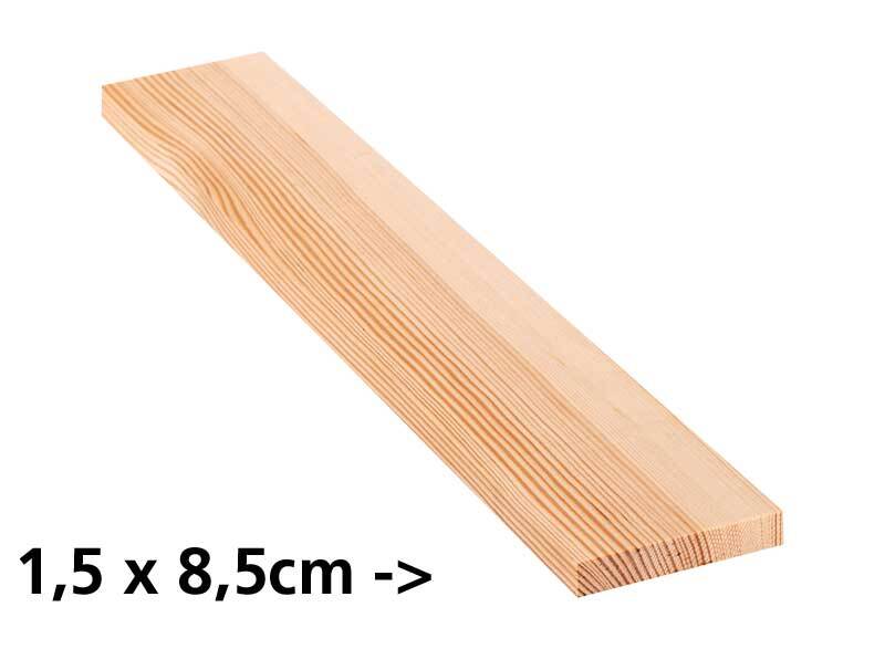 Planche en pin - 10 cm, 1,5 x 8,5 cm