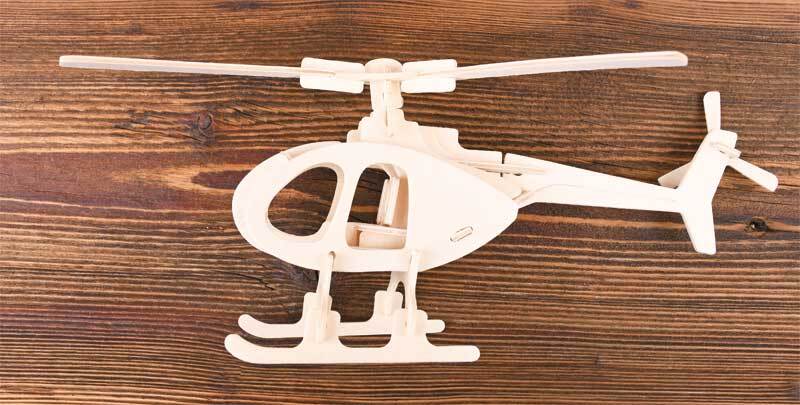Houten bouwset helikopter, 26 x 26 x 15 cm