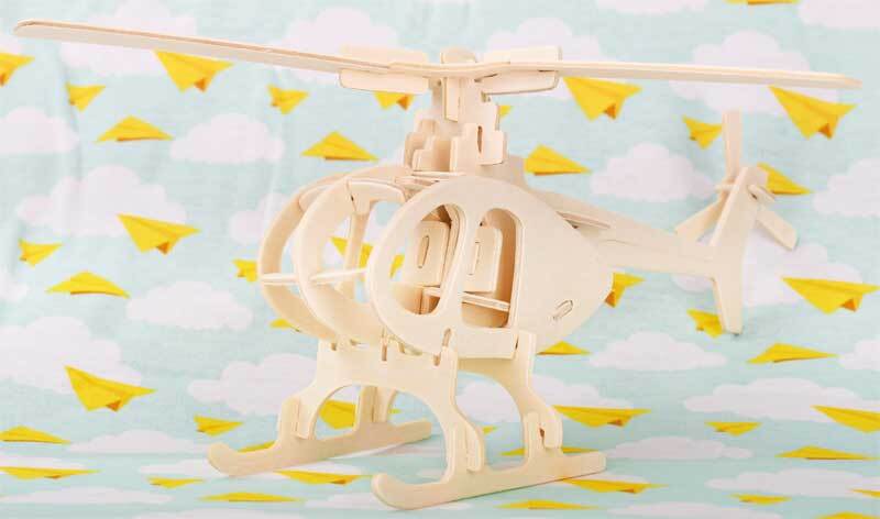 Houten bouwset helikopter, 26 x 26 x 15 cm