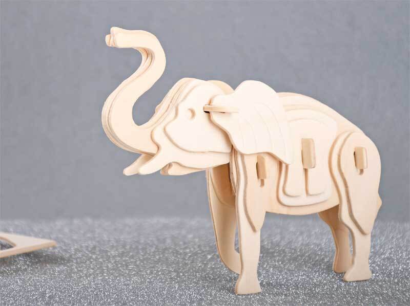 Houten bouwset olifant, 17 x 6 x 13 cm