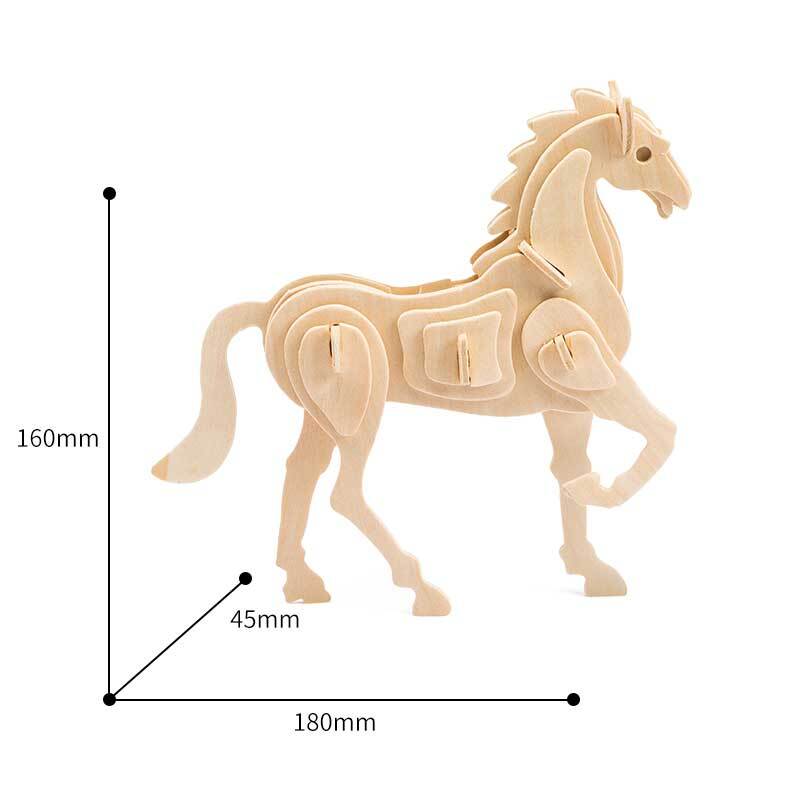 Houten bouwset paard, 18 x 4,5 x 16 cm