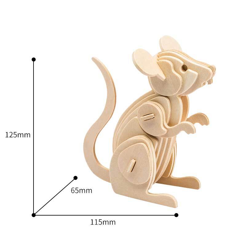 Houten bouwset muis, 11,5 x 6,5 x 12,5 cm