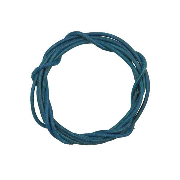 Lanière en cuir ronde - env. Ø 1,5 mm, bleu