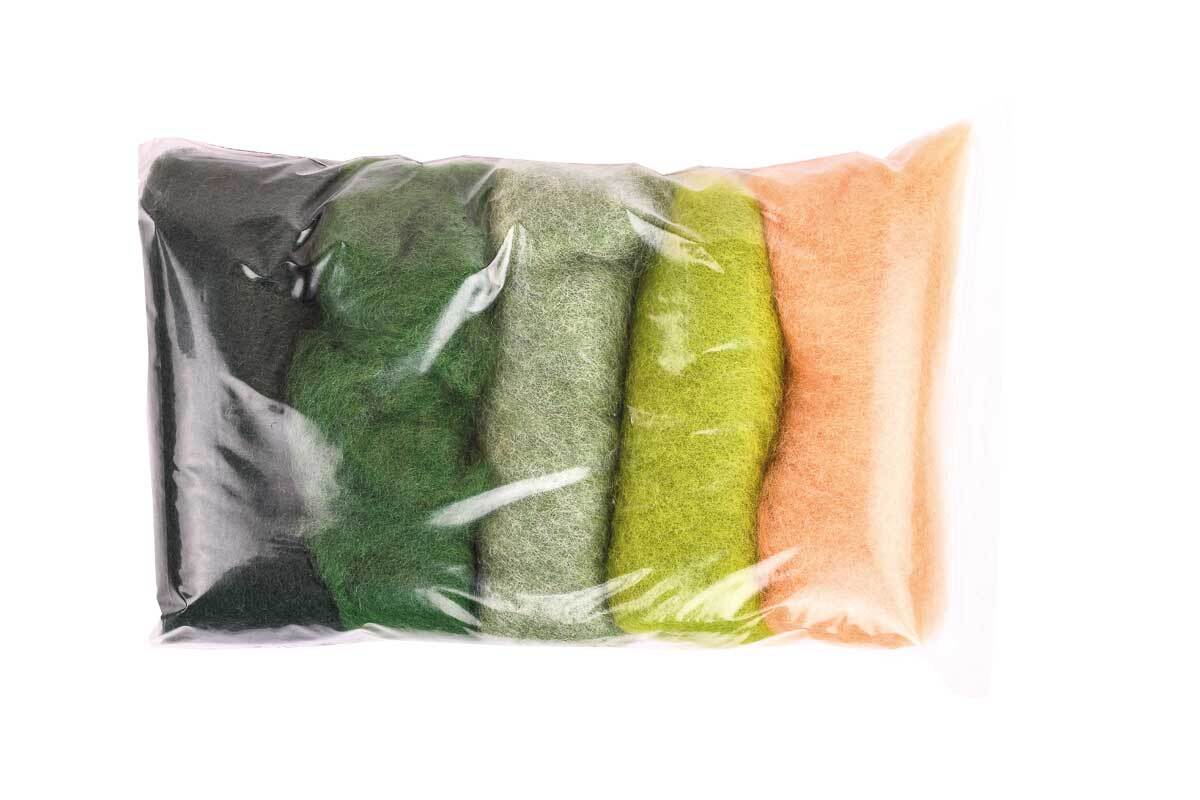 Sprookjeswol gemengd pakket 100 g, groene tinten