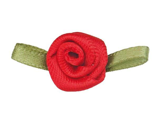 Satijnen roosjes - klein, rood
