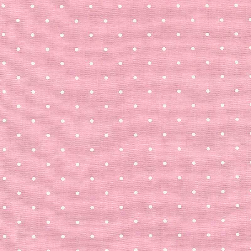 Tissu coton - &#xE0; motifs, points rose/blanc