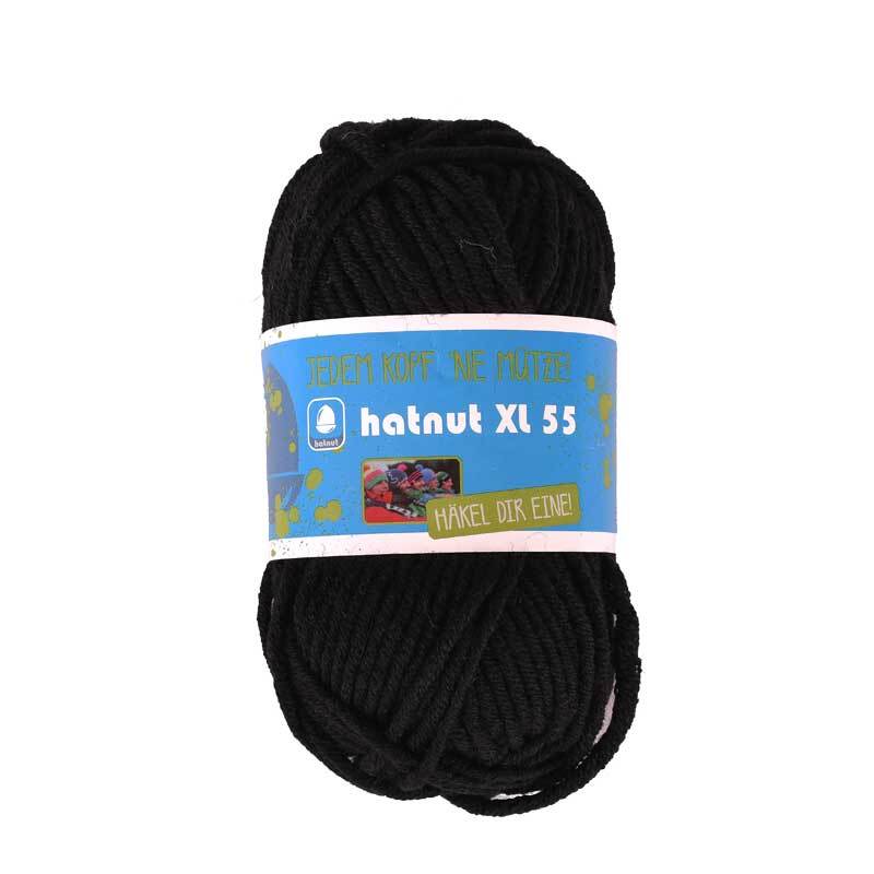 Wol hatnut XL 55 - 50 g, zwart