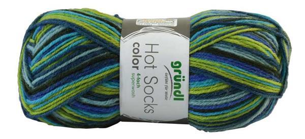 Sokkenwol Hot Socks color - 50 g, kleurenmix groen