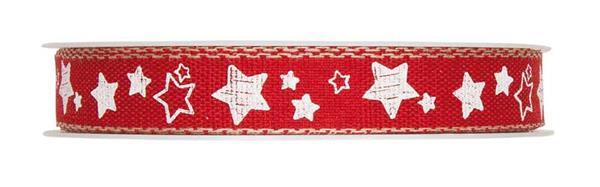 Druckband "Sterne" - 15 m, rot-weiß