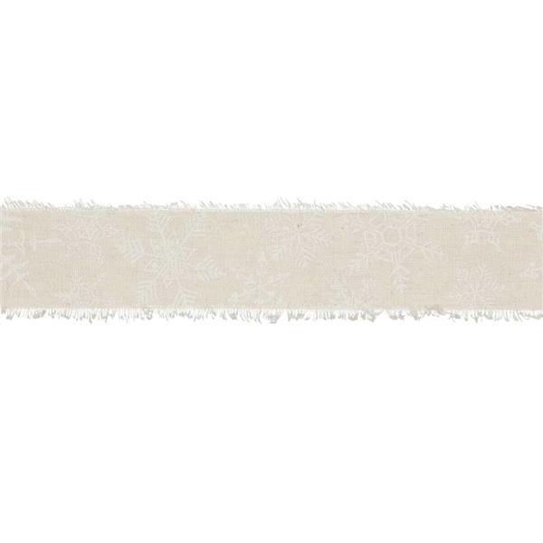 Ruban imprimé "Cristaux de glace" - 3 m, lin-blanc
