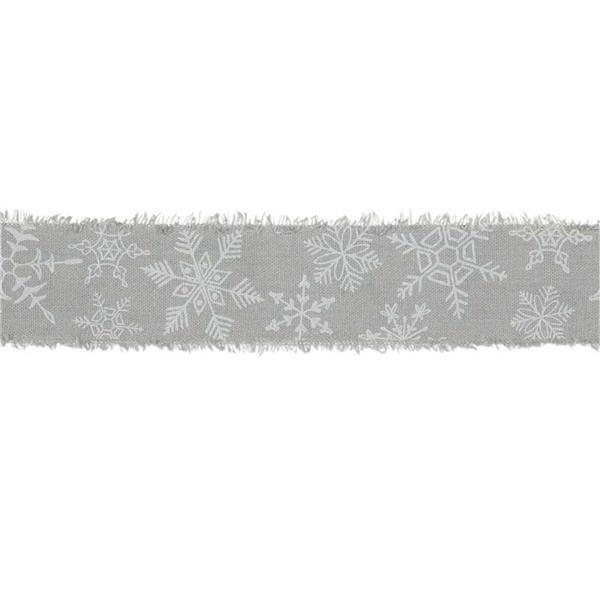 Ruban imprimé "Cristaux de glace" - 3 m,gris-blanc