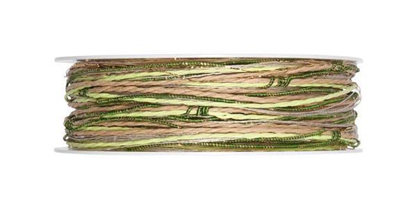 Cordelette mat&#xE9;riaux mixtes - 15m, vert-naturel-or